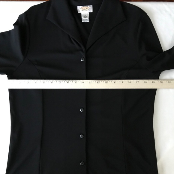 TALBOTS Black Blouse Button Down Collar Long Sleeve Women’s Size Medium - Picture 11 of 16